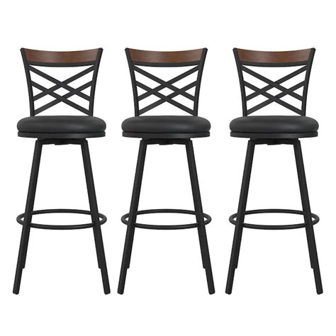 HeuGah Bar Stools Set of 3, 30 Inch Counter Height Bar Stools Black Faux Leather Counter Stools with Backs Modern High Chair for Kitchen Counter Island Tall Barstools Metal Legs (3 Pcs Black, 30 Inch) 510. . Amazon bar stools set of 3